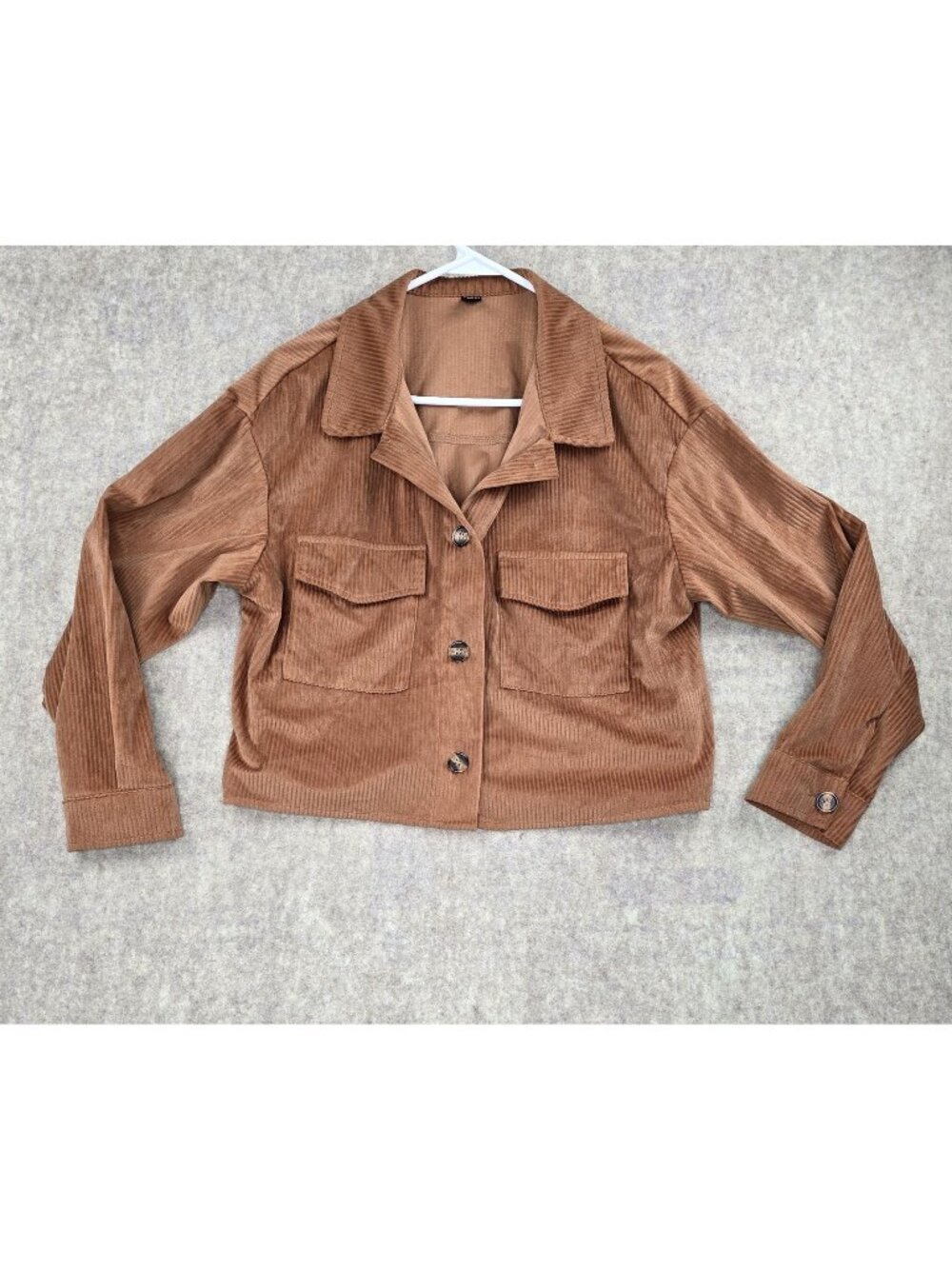 Emery Rose Corduroy Button-Up Jacket M Brown Long Sleeve Button Cuffs - Picture 1 of 7